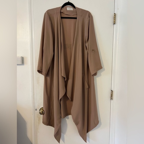 Tan Open Front Duster Cardigan Jeanette Plus brand size 3XL (H103) - Picture 1 of 7